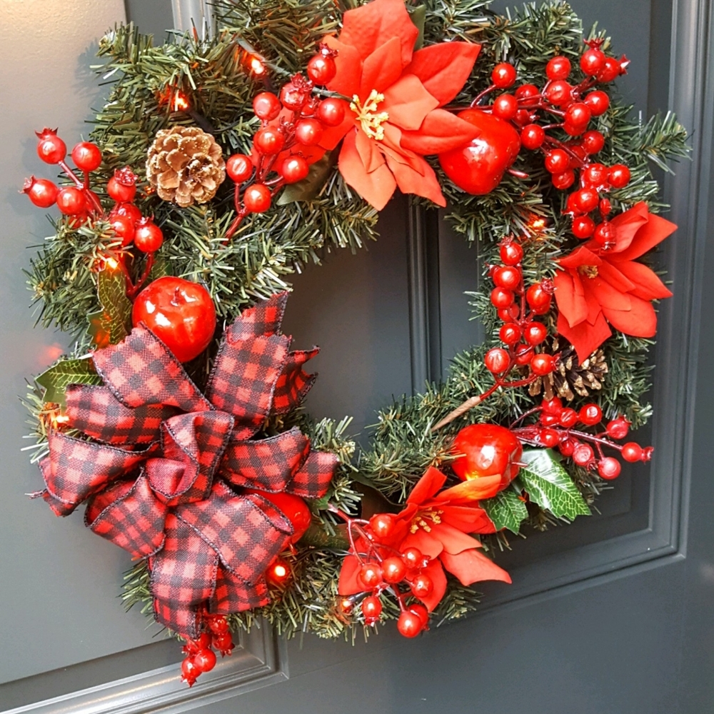 Fir Tree Christmas Wreath Twinkle Lights